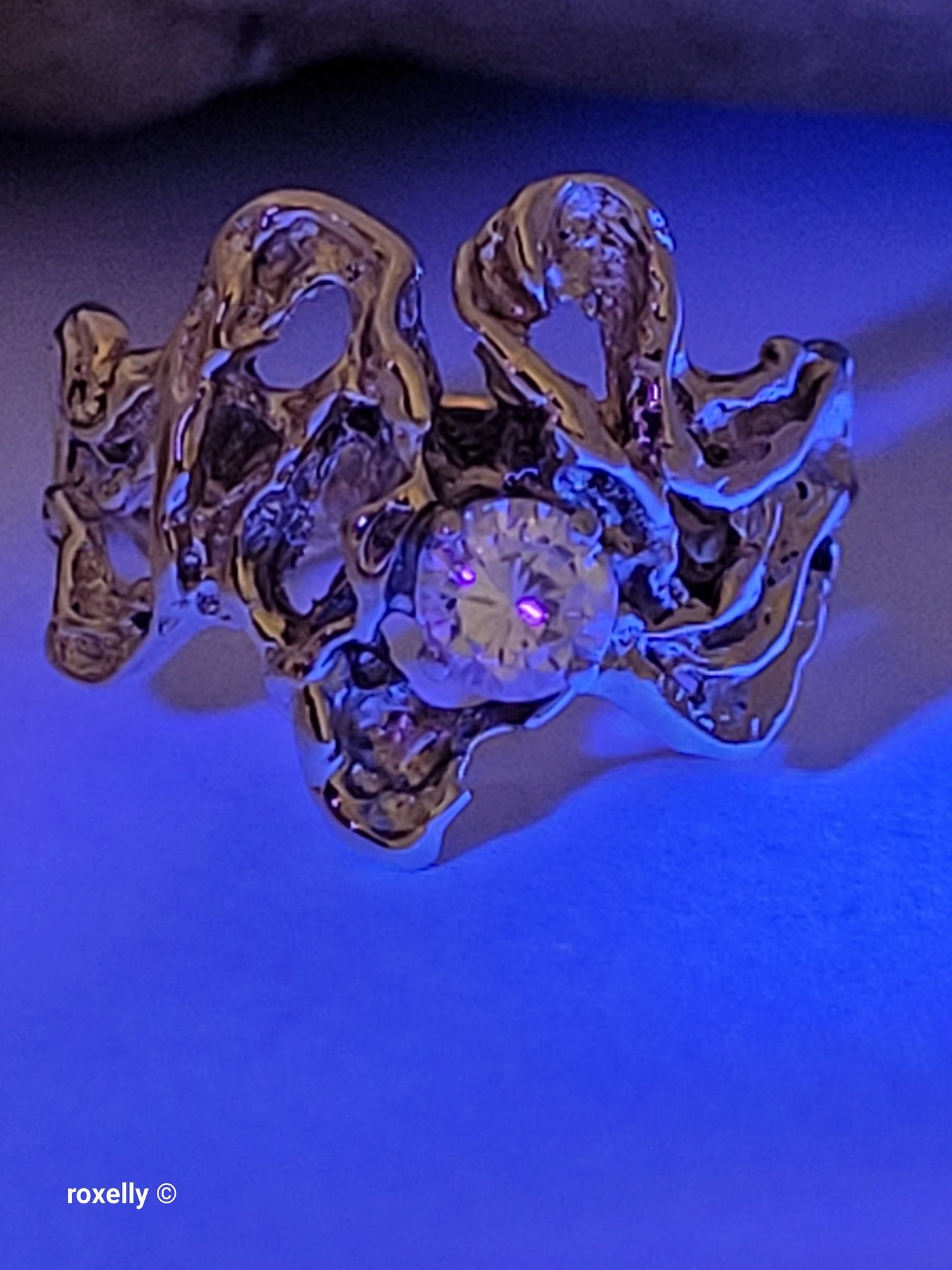 14K Yellow Gold Vintage Cubic Zirconia Brutalist Ring, Solid Gold!