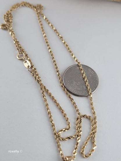 14K Yellow Gold Diamond Cut Rope Chain and Fresh-Water Pearl Heart Pendant!