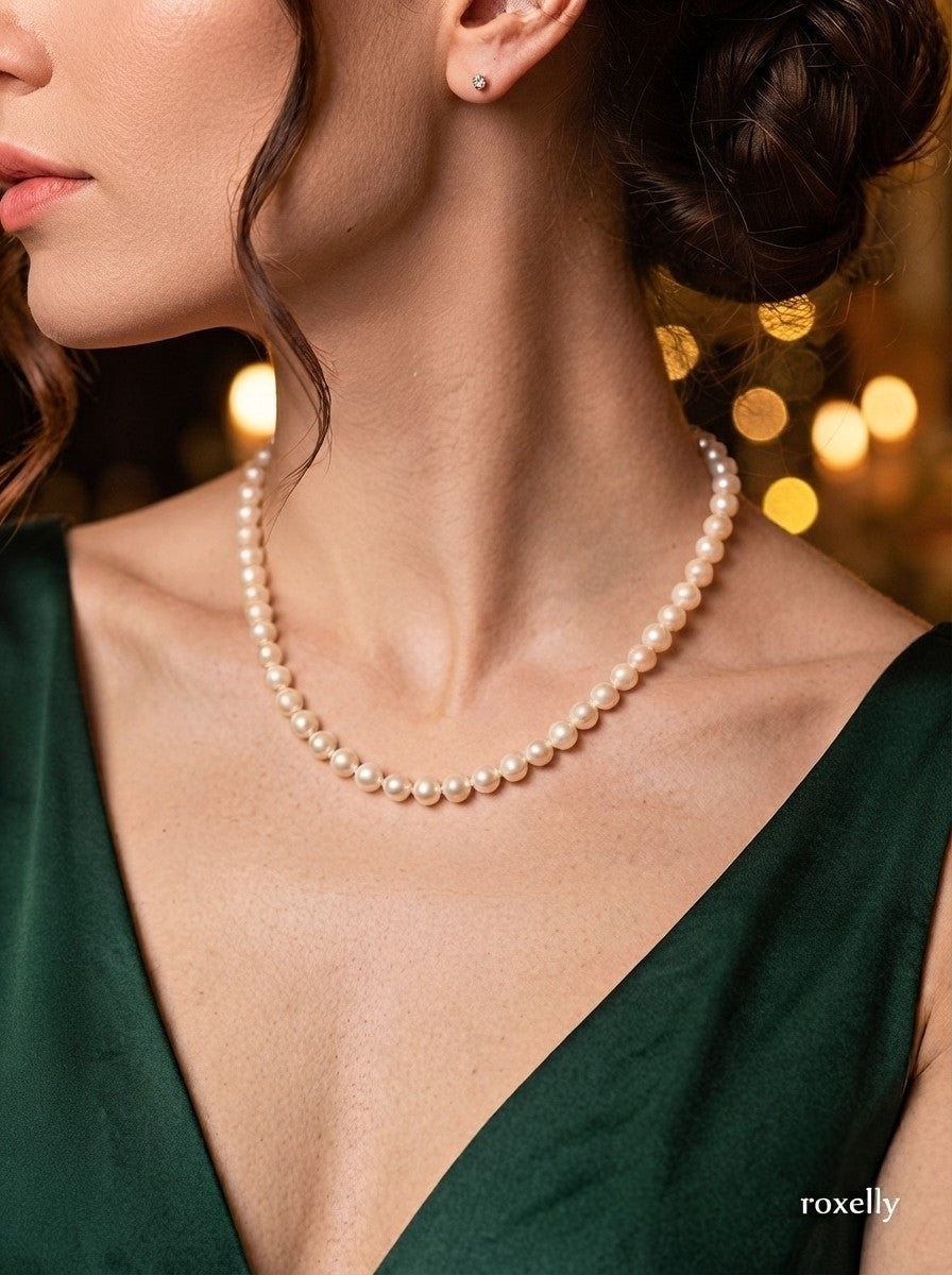 Freshwater Pearl Necklace with Solid 14K Yellow Gold Clasp!