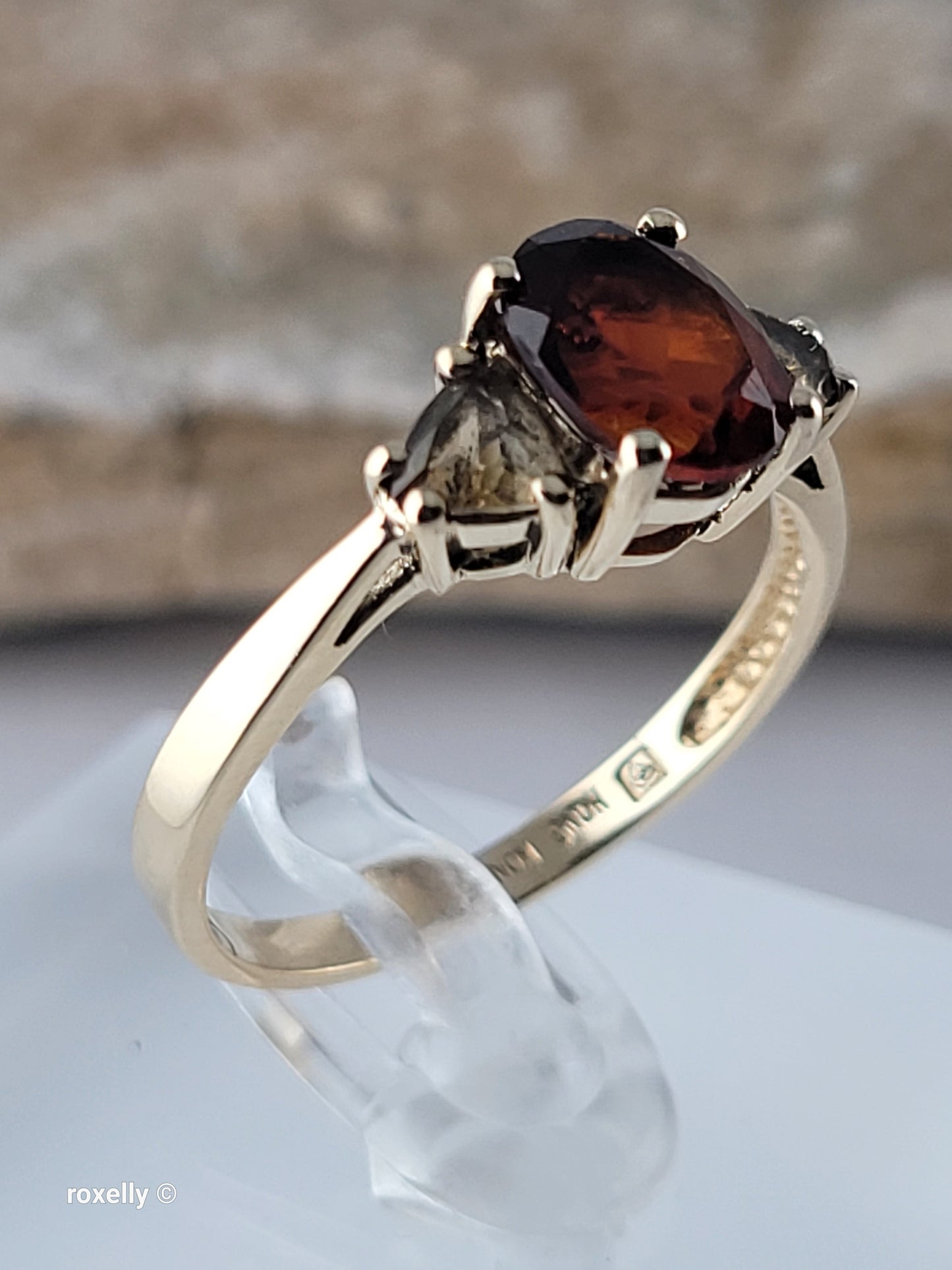 14K Yellow Gold Garnet and Citrine Cocktail Ring Size 8, Solid Gold!