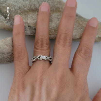 LeVian 14K White Gold Chocolate & Vanilla Diamond Infinity Ring Size 6.5 - Solid Gold!