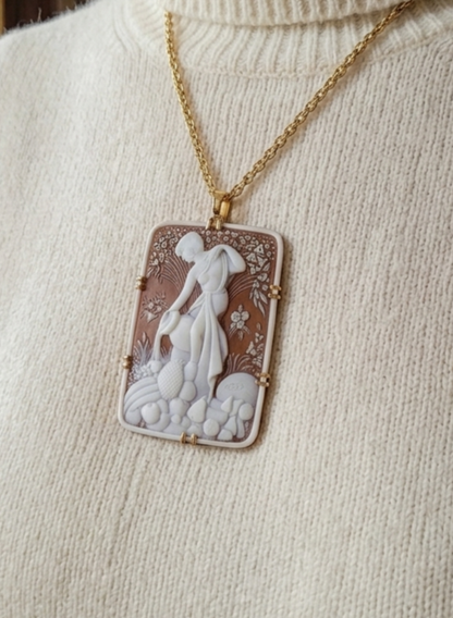 Gennaro Borriello 18K Yellow Gold Italian Cameo Pendant Brooch, Signed Vintage — A True Work of Art