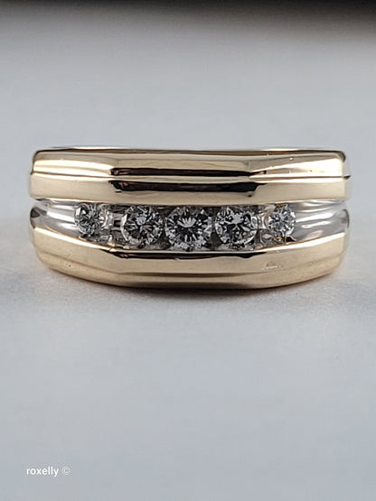 14K Yellow Gold Genuine Diamonds Cocktail Ring Size6.75, Solid Gold!