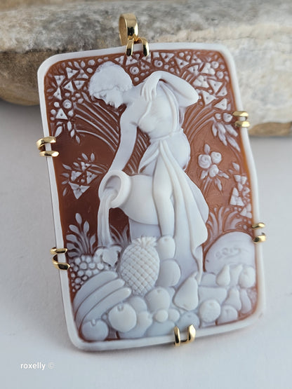 Gennaro Borriello 18K Yellow Gold Italian Cameo Pendant Brooch, Signed Vintage — A True Work of Art