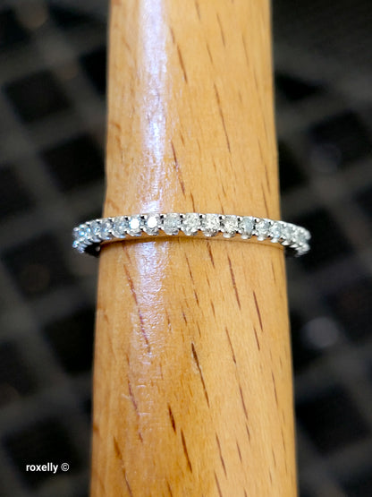 14K White Gold Diamond Infinity Design Ring Size 6, Solid Gold!