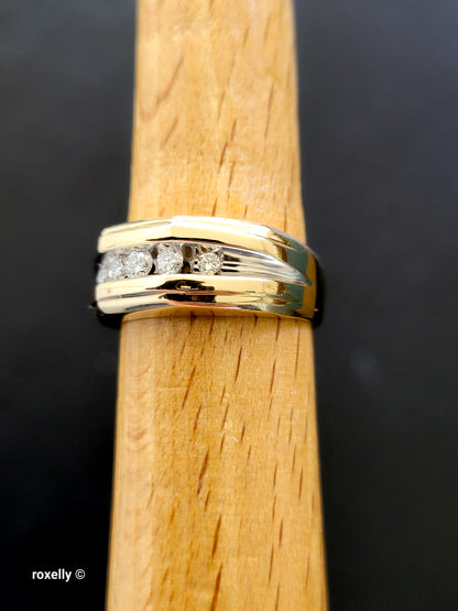 14K Yellow Gold Genuine Diamonds Cocktail Ring Size6.75, Solid Gold!