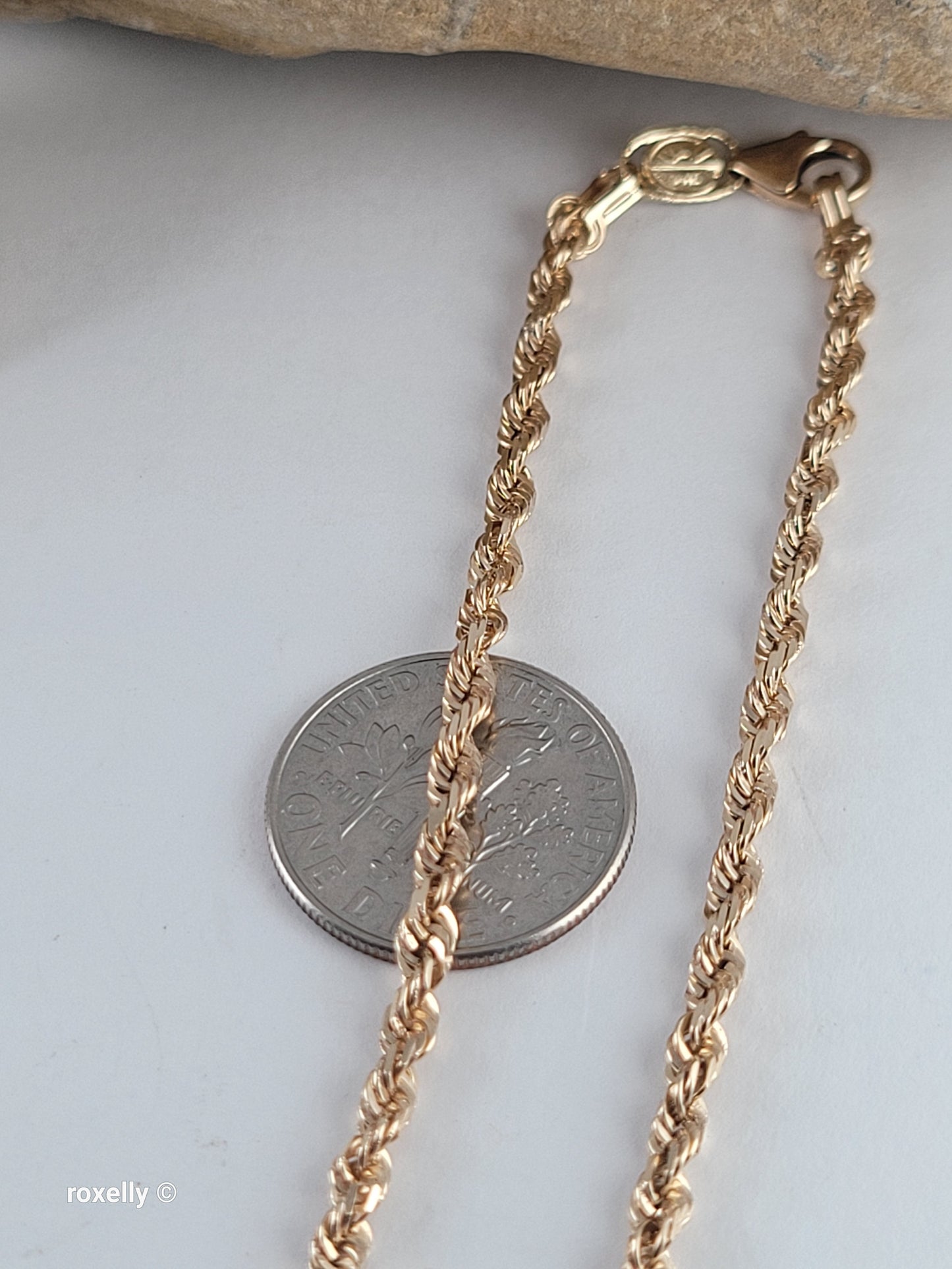 14K Yellow Gold Diamond-Cut Rope Bangle Bracelet - Made in Peru!