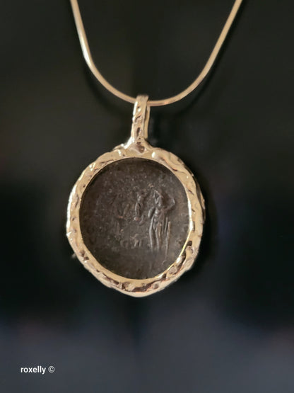 Vintage 14K Solid Gold Ancient Roman Coin Pendant – Handmade very solid Bezel