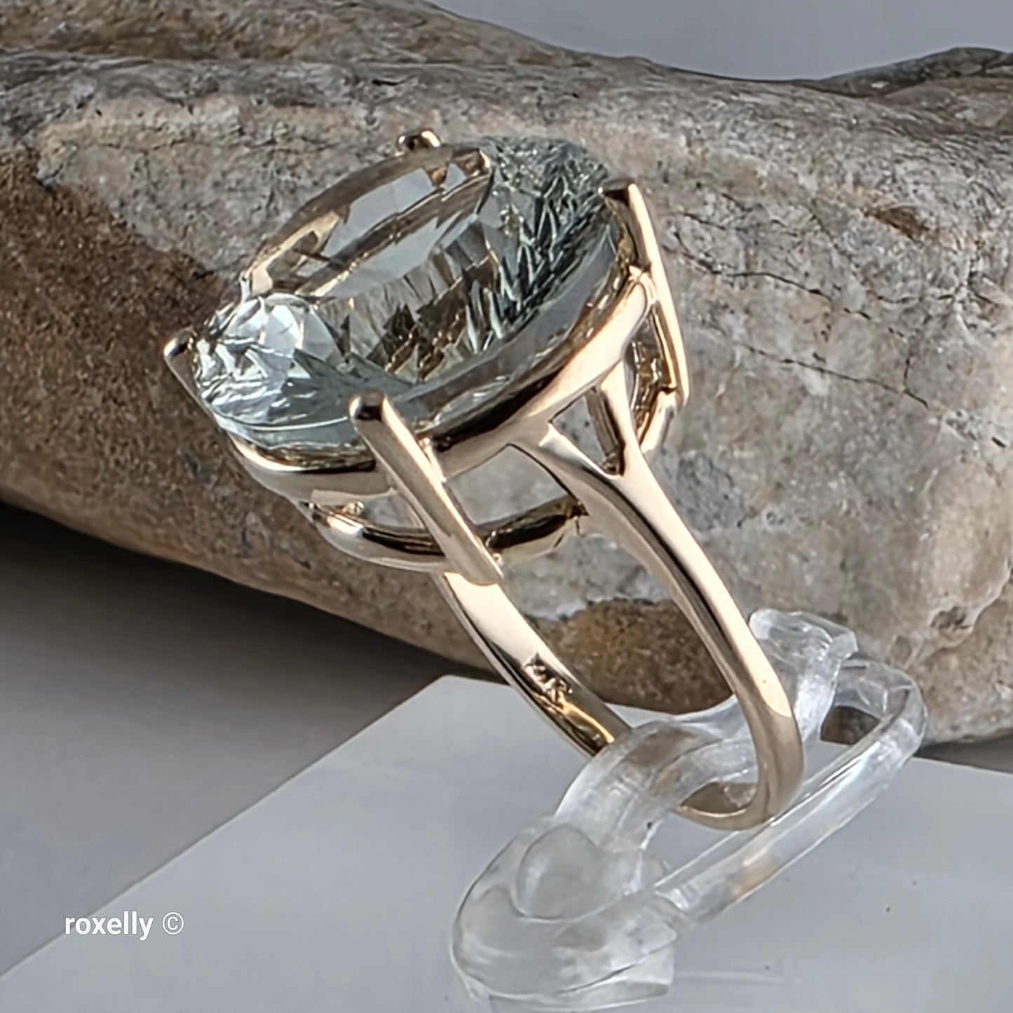 Effy 14K Yellow Gold Green Amethyst Ring Size 5, Solid Gold!