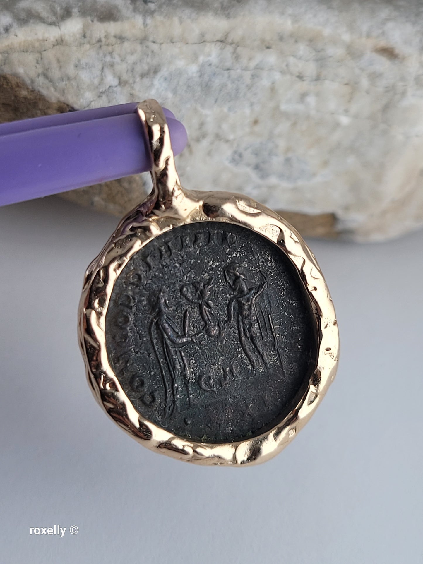 Vintage 14K Solid Gold Ancient Roman Coin Pendant – Handmade very solid Bezel