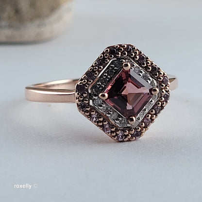 10K Rose Gold Pink Tourmaline and Diamonds Ring Size 6.75 – Solid Gold!