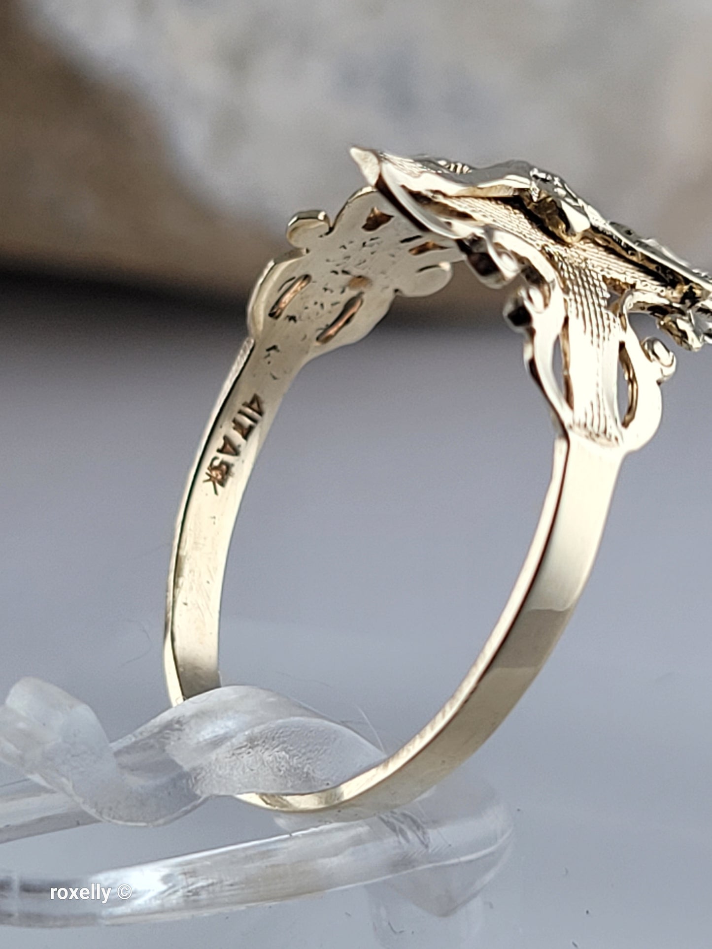 10K Yellow Gold Crucifix Design Ring, Size 6.75, Solid Gold