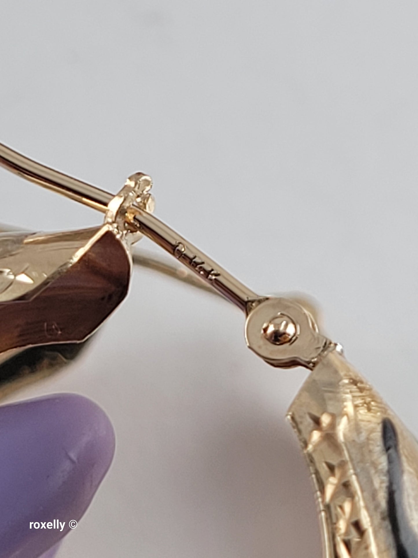 14K Yellow Gold Clasp Enamel Leopard and Diamond-Cut Hoop Earrings, Solid Gold!