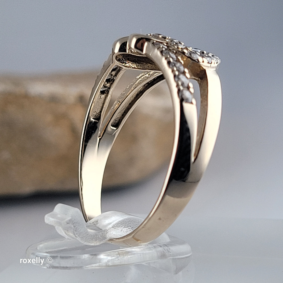 14K Yellow Gold Intertwined Hearts & Diamonds Ring Size 8.75 - Solid Gold! 👌🎁