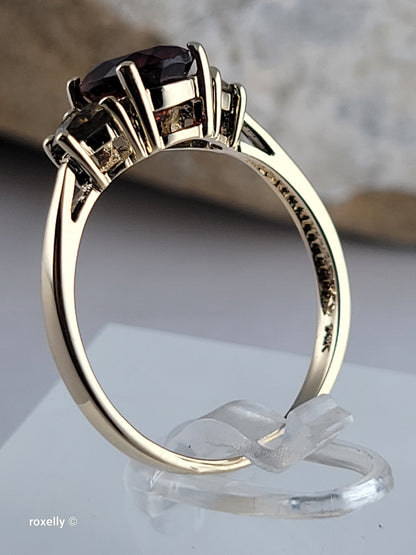 14K Yellow Gold Garnet and Citrine Cocktail Ring Size 8, Solid Gold!