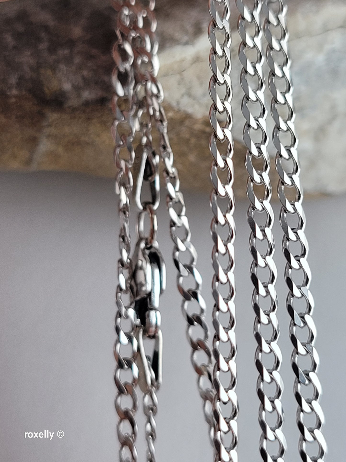 14K White Gold Curb Link Chain Necklace, Solid Gold!