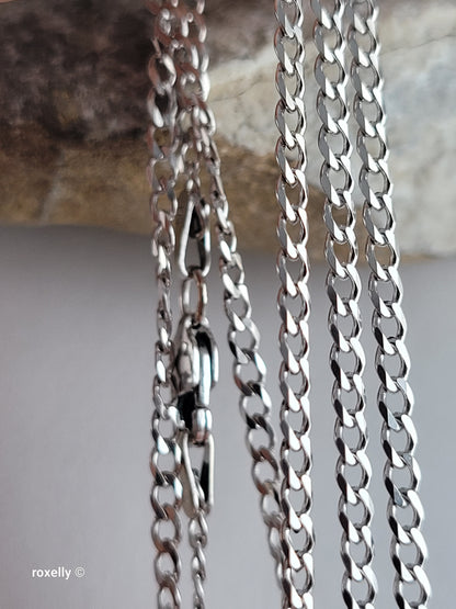 14K White Gold Curb Link Chain Necklace, Solid Gold!