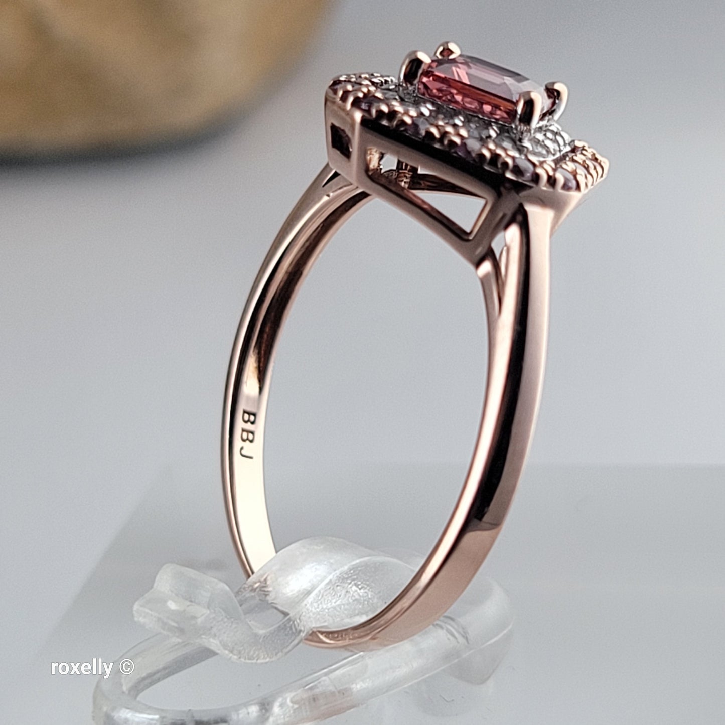 10K Rose Gold Pink Tourmaline and Diamonds Ring Size 6.75 – Solid Gold!