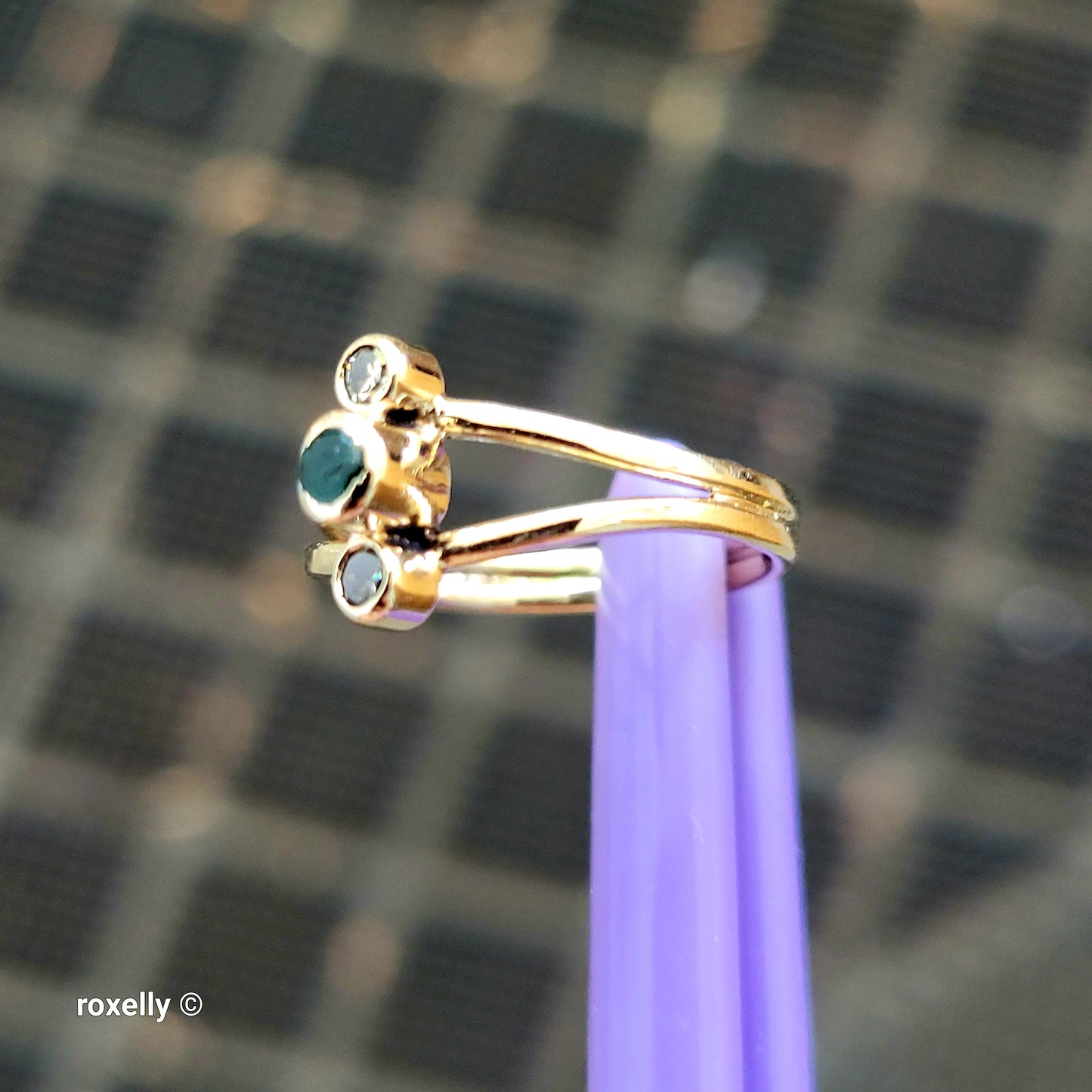 14K Yellow Gold Emerald and Diamond Pinky Ring Size 2.25, Solid Gold!