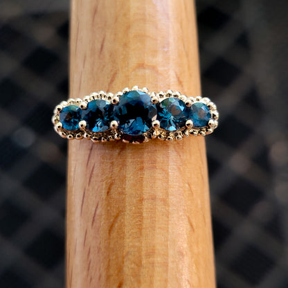 10K Yellow Gold London Blue topaz Ring Size 8 - Solid Gold!