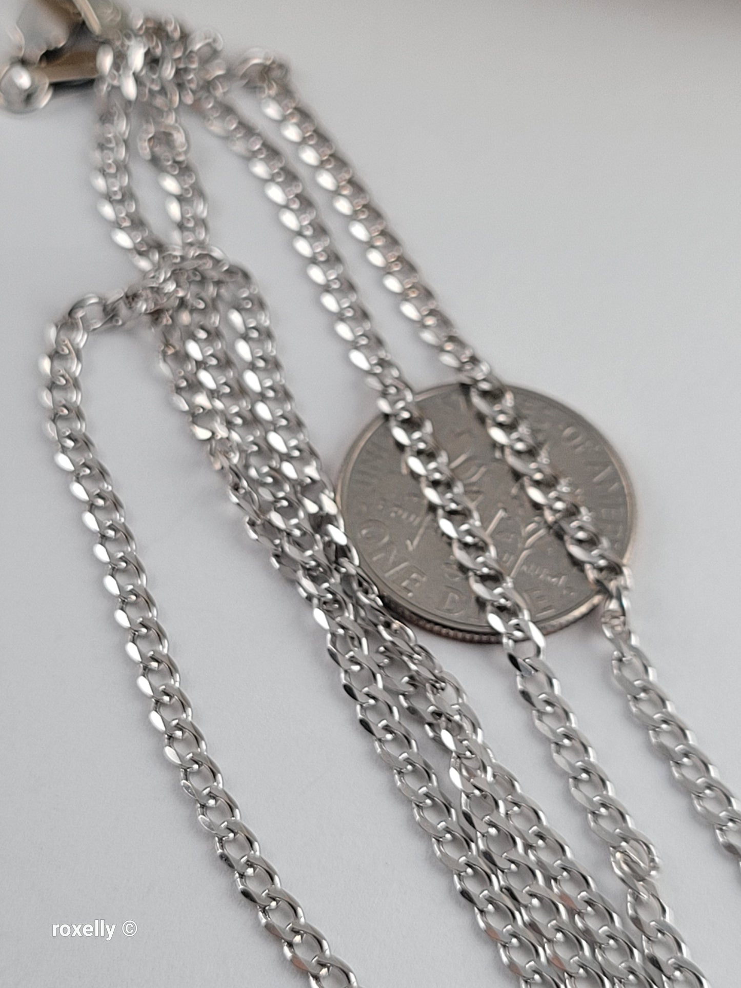 14K White Gold Curb Link Chain Necklace, Solid Gold!