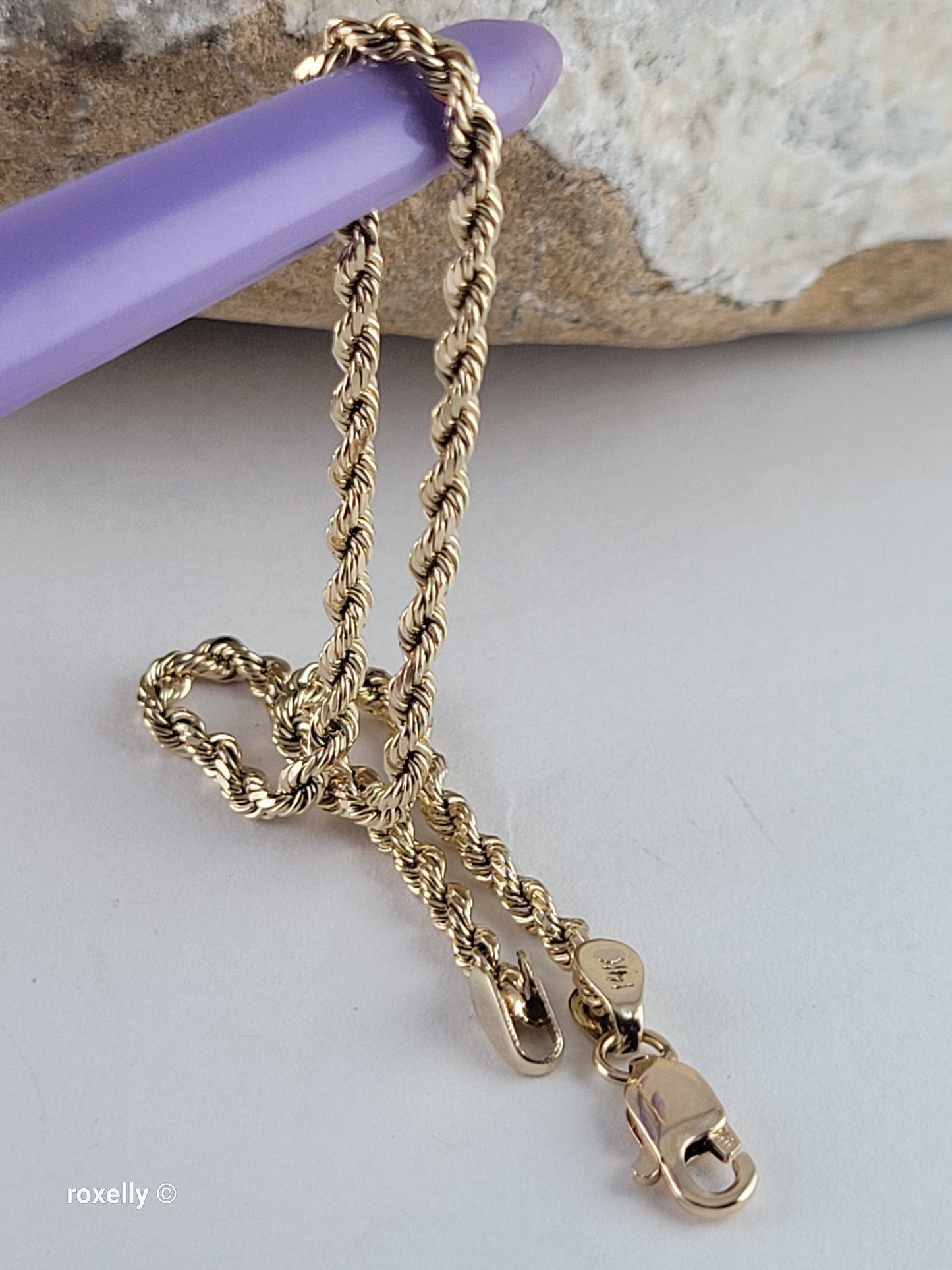 14k Yellow Gold Rope Design Bracelet, Solid Gold