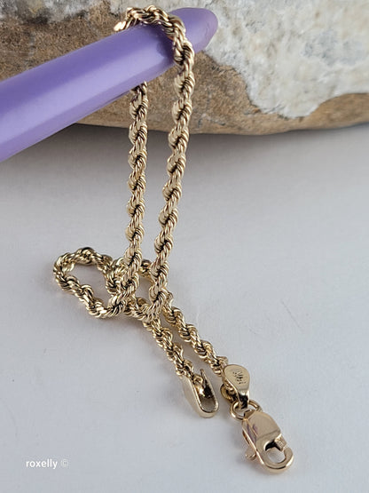 14k Yellow Gold Rope Design Bracelet, Solid Gold