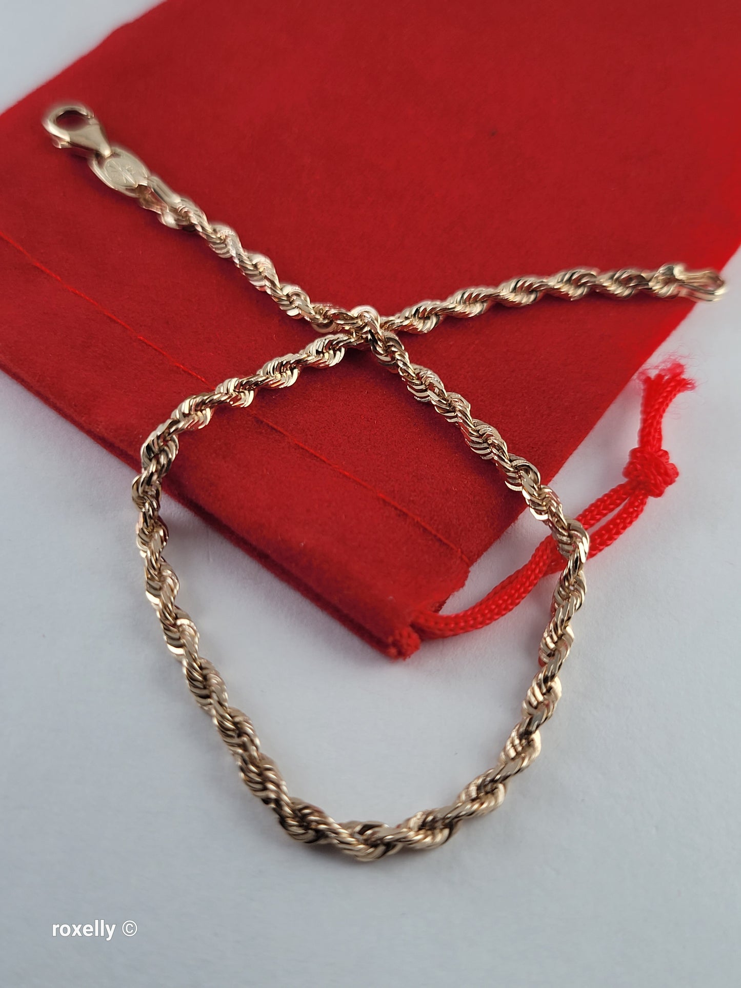 14K Yellow Gold Diamond-Cut Rope Bangle Bracelet - Made in Peru!