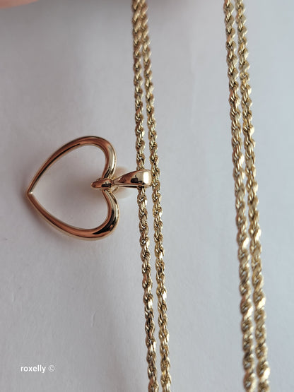 14K Yellow Gold Diamond Cut Rope Chain and Fresh-Water Pearl Heart Pendant!