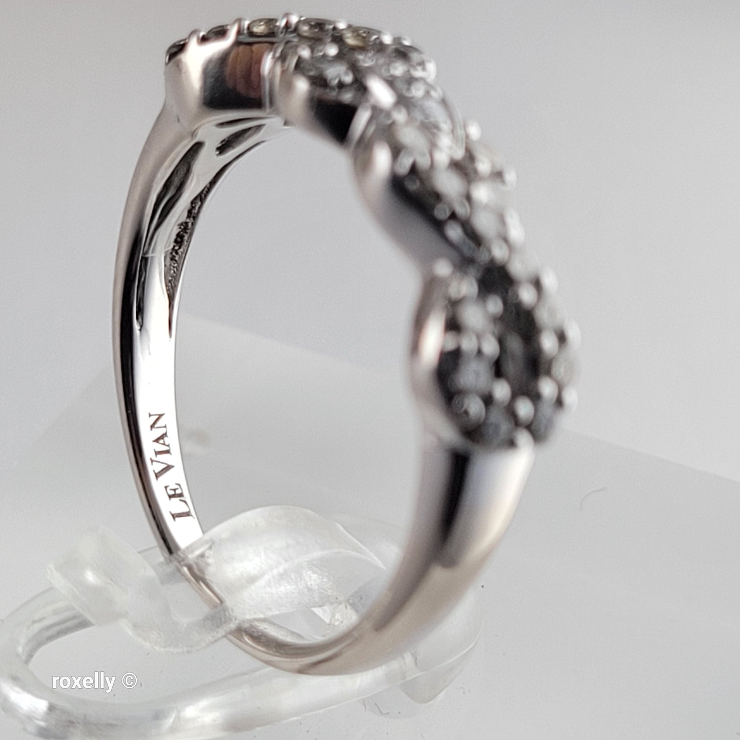 LeVian 14K White Gold Chocolate & Vanilla Diamond Infinity Ring Size 6.5 - Solid Gold!