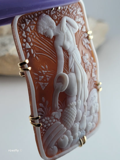 Gennaro Borriello 18K Yellow Gold Italian Cameo Pendant Brooch, Signed Vintage — A True Work of Art