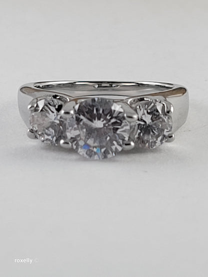 10K White Gold Cubic Zirconia Cocktail Ring Size 4.5, Solid Gold!