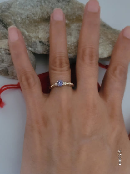 14K Yellow Gold Oval Tanzanite and Diamond Ring Size 7 - Solid Gold