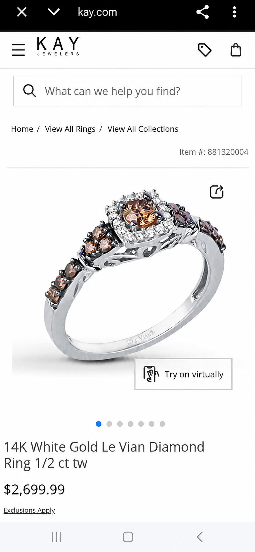 Le Vian 14K Rose Gold Diamond Ring Size 6.5, CTW Natural White & Chocolate Brown Diamonds