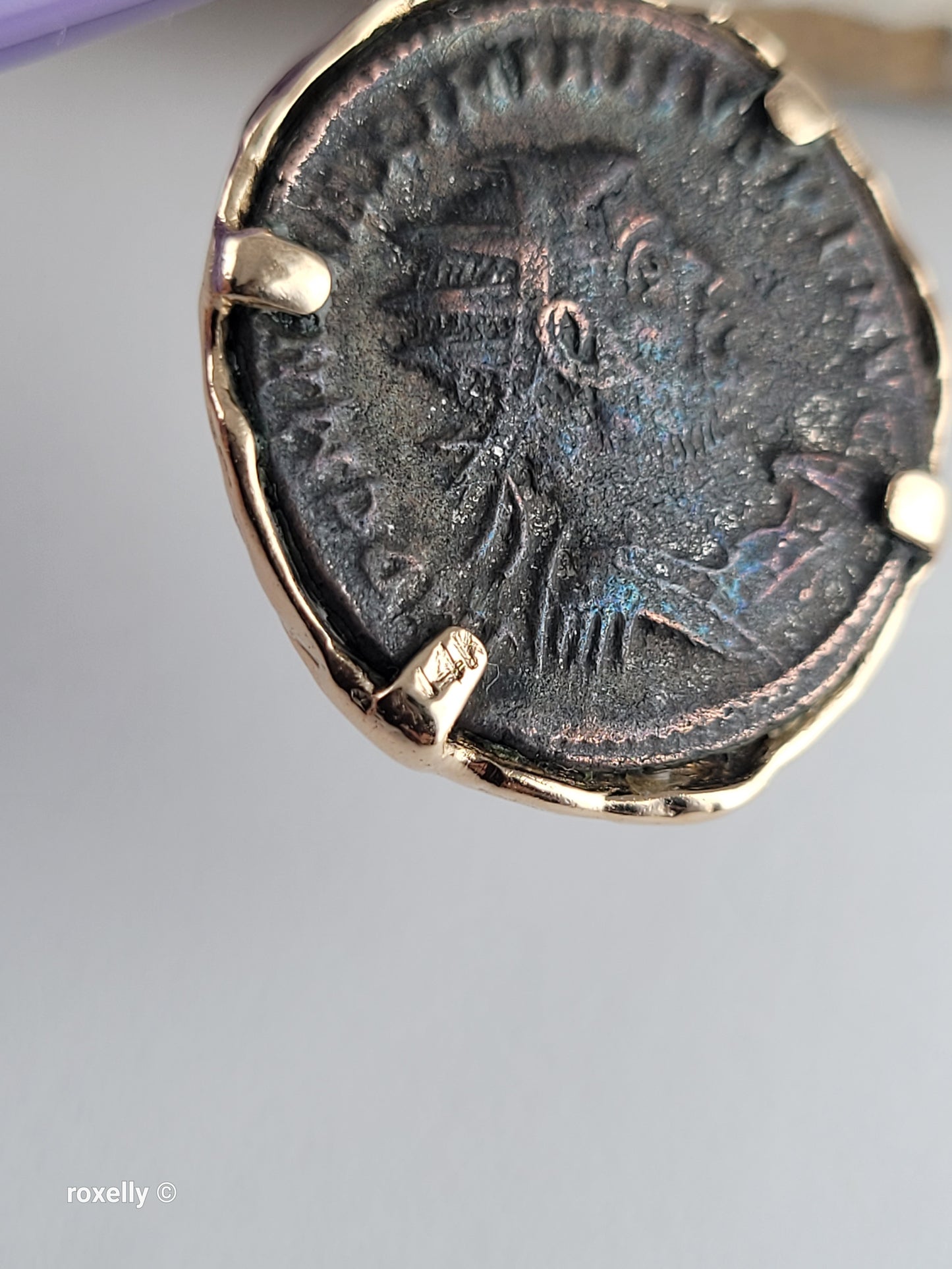Vintage 14K Solid Gold Ancient Roman Coin Pendant – Handmade very solid Bezel