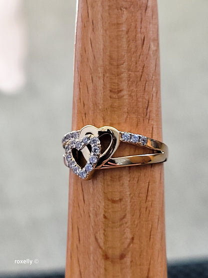 14K Yellow Gold Intertwined Hearts & Diamonds Ring Size 8.75 - Solid Gold! 👌🎁