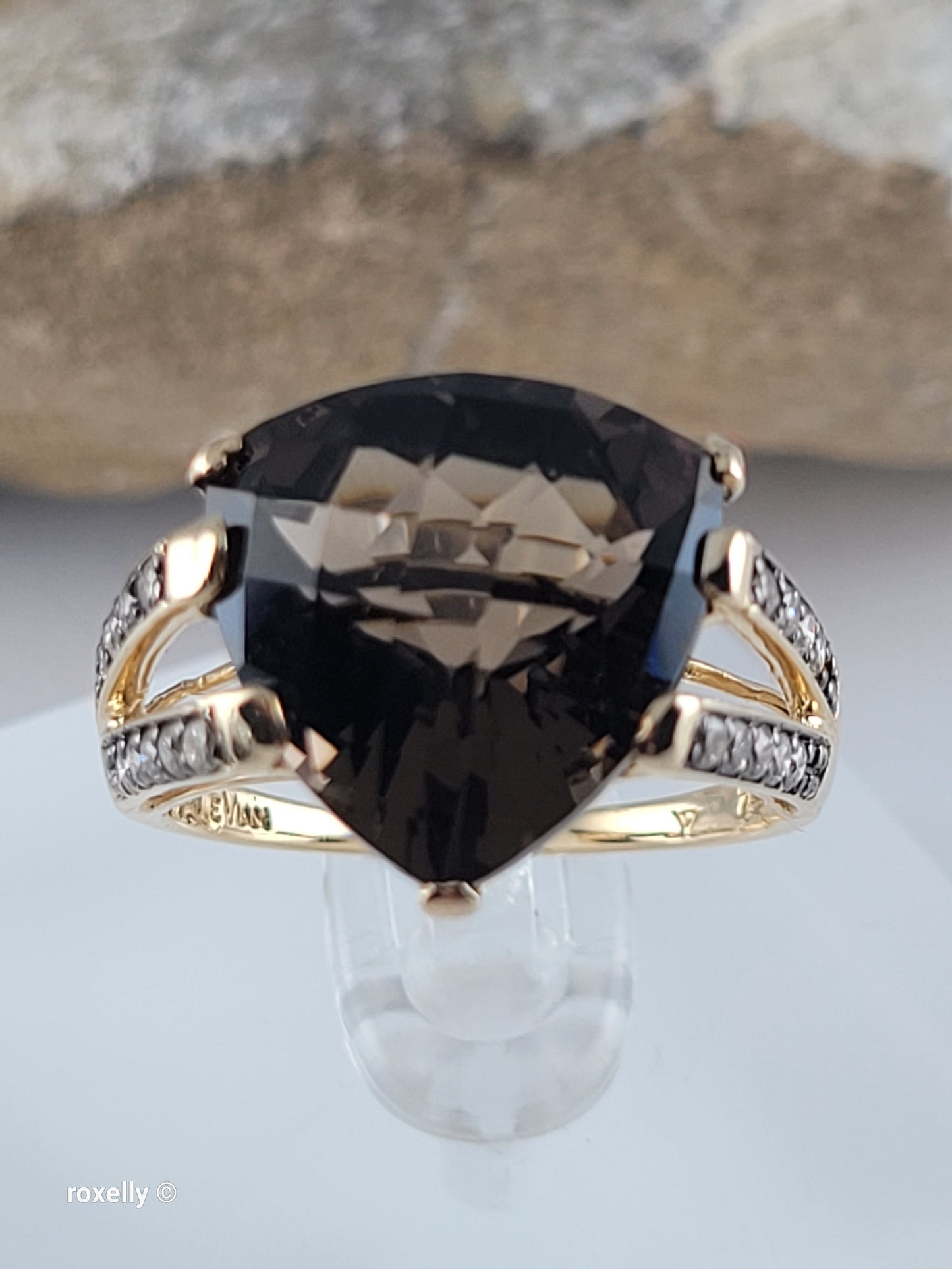 14K Yellow Gold Le Vian Smoky Topaz and Genuine Vanilla Diamonds Cocktail Ring Size 7.5 - Solid Gold!