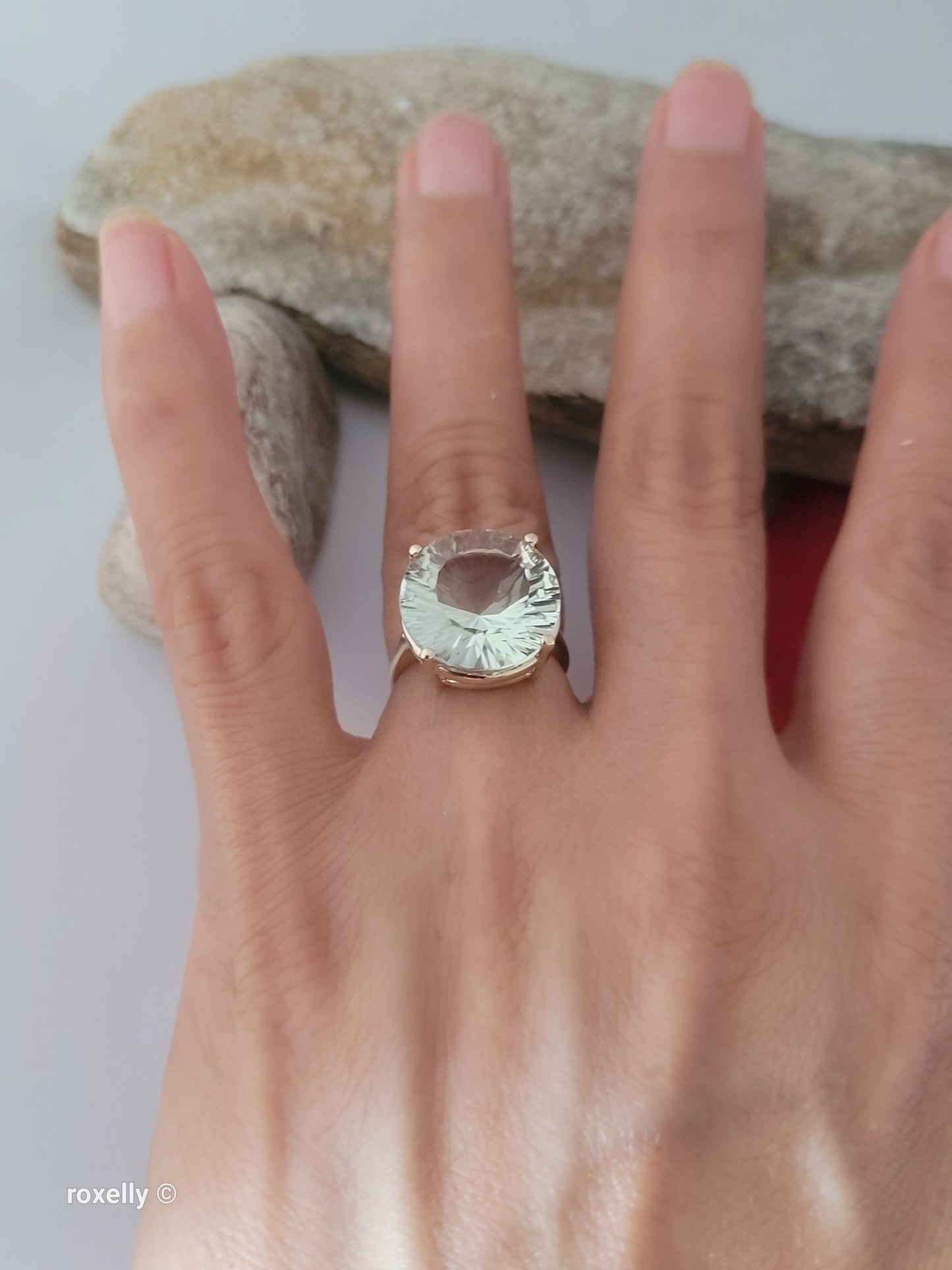 Effy 14K Yellow Gold Green Amethyst Ring Size 5, Solid Gold!