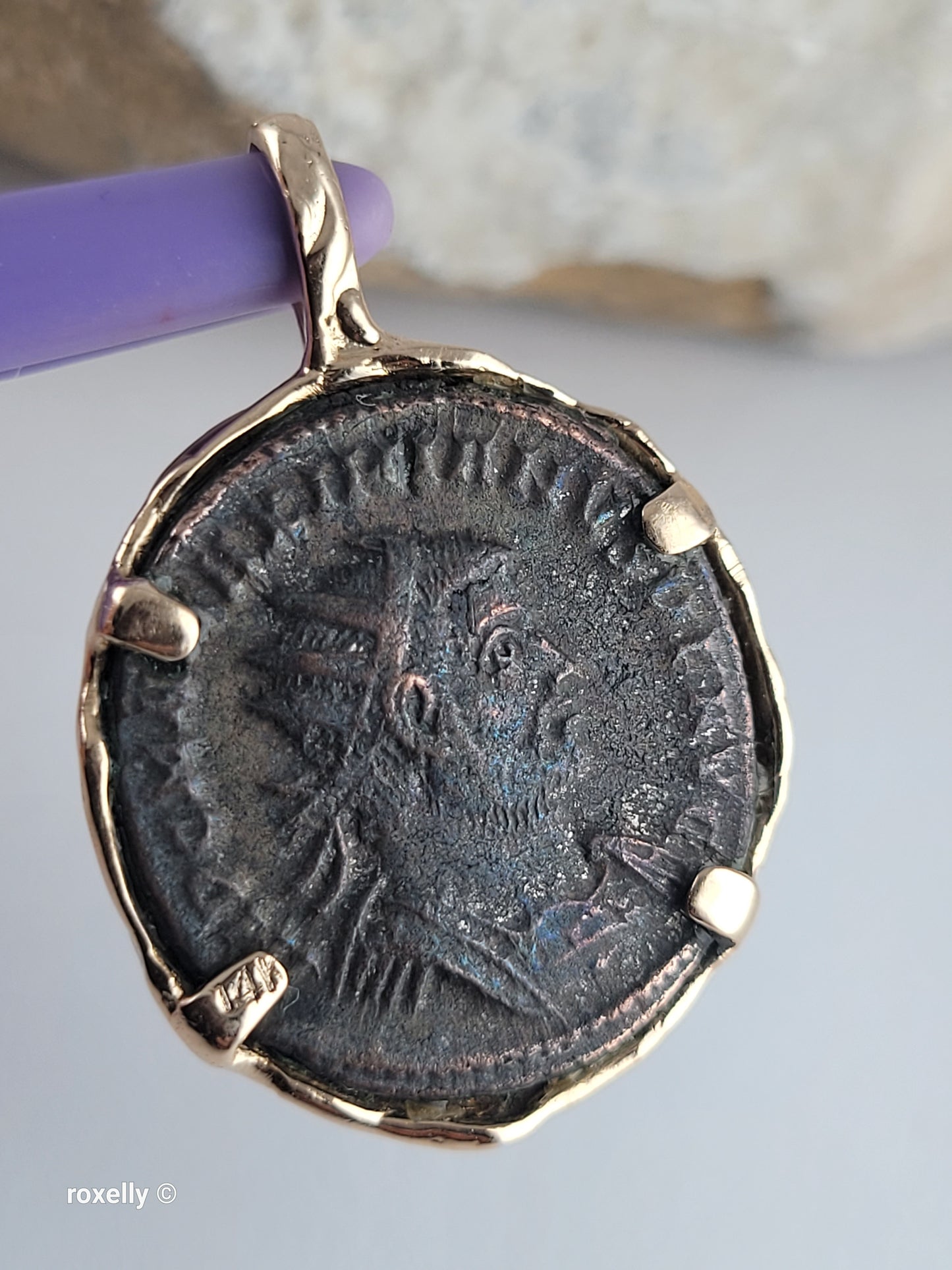 Vintage 14K Solid Gold Ancient Roman Coin Pendant – Handmade very solid Bezel