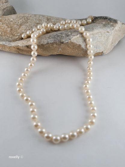 Freshwater Pearl Necklace with Solid 14K Yellow Gold Clasp!