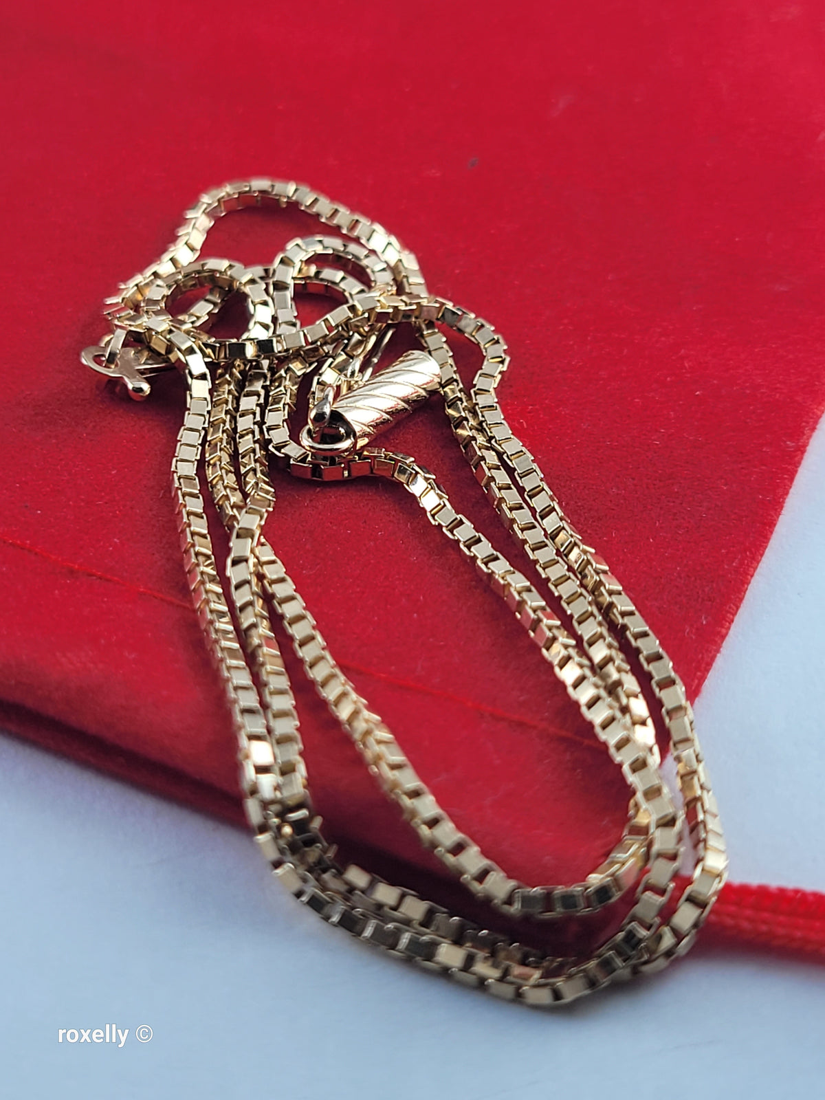 14K Solid Yellow Gold Box Chain Necklace with Barrel Clasp - Made in Italy!