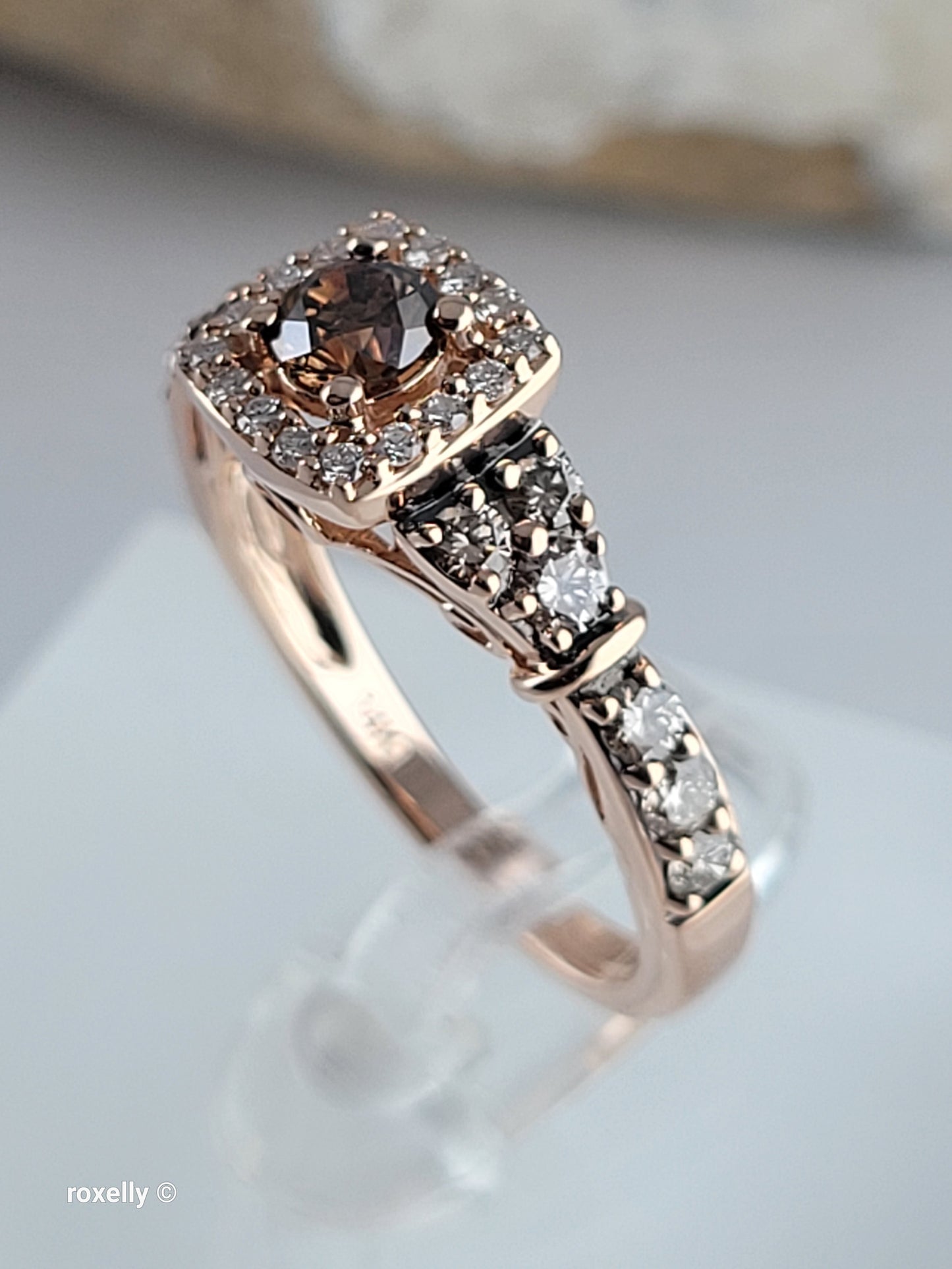 Le Vian 14K Rose Gold Diamond Ring Size 6.5, CTW Natural White & Chocolate Brown Diamonds
