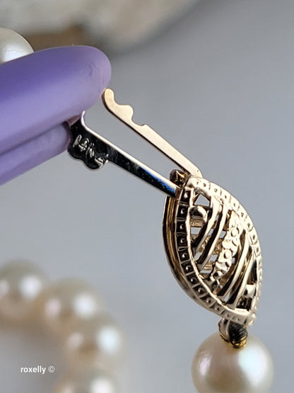Freshwater Pearl Necklace with Solid 14K Yellow Gold Clasp!