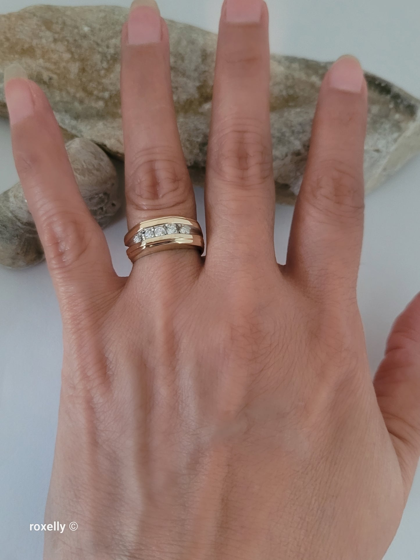 14K Yellow Gold Genuine Diamonds Cocktail Ring Size6.75, Solid Gold!