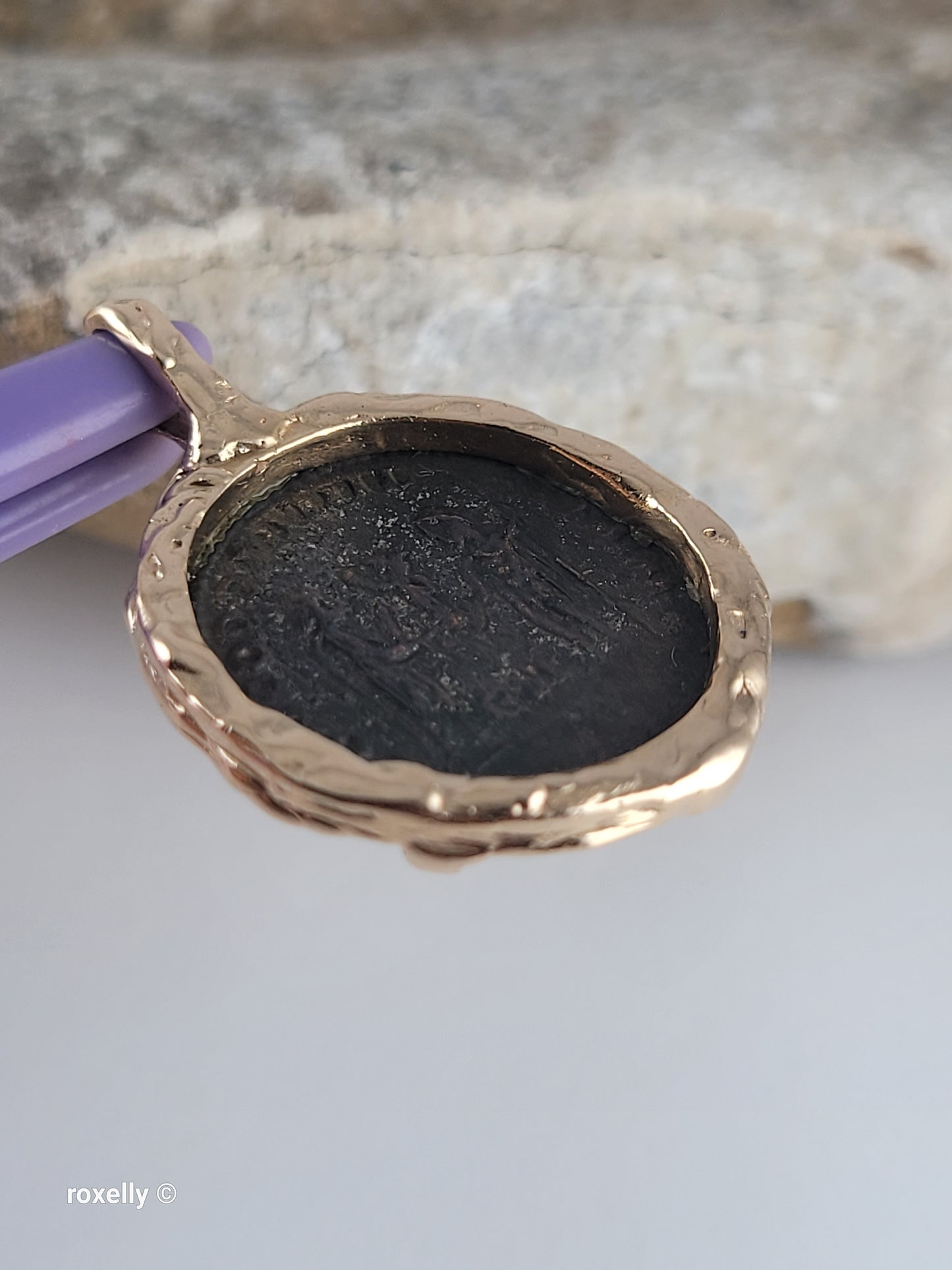 Vintage 14K Solid Gold Ancient Roman Coin Pendant – Handmade very solid Bezel