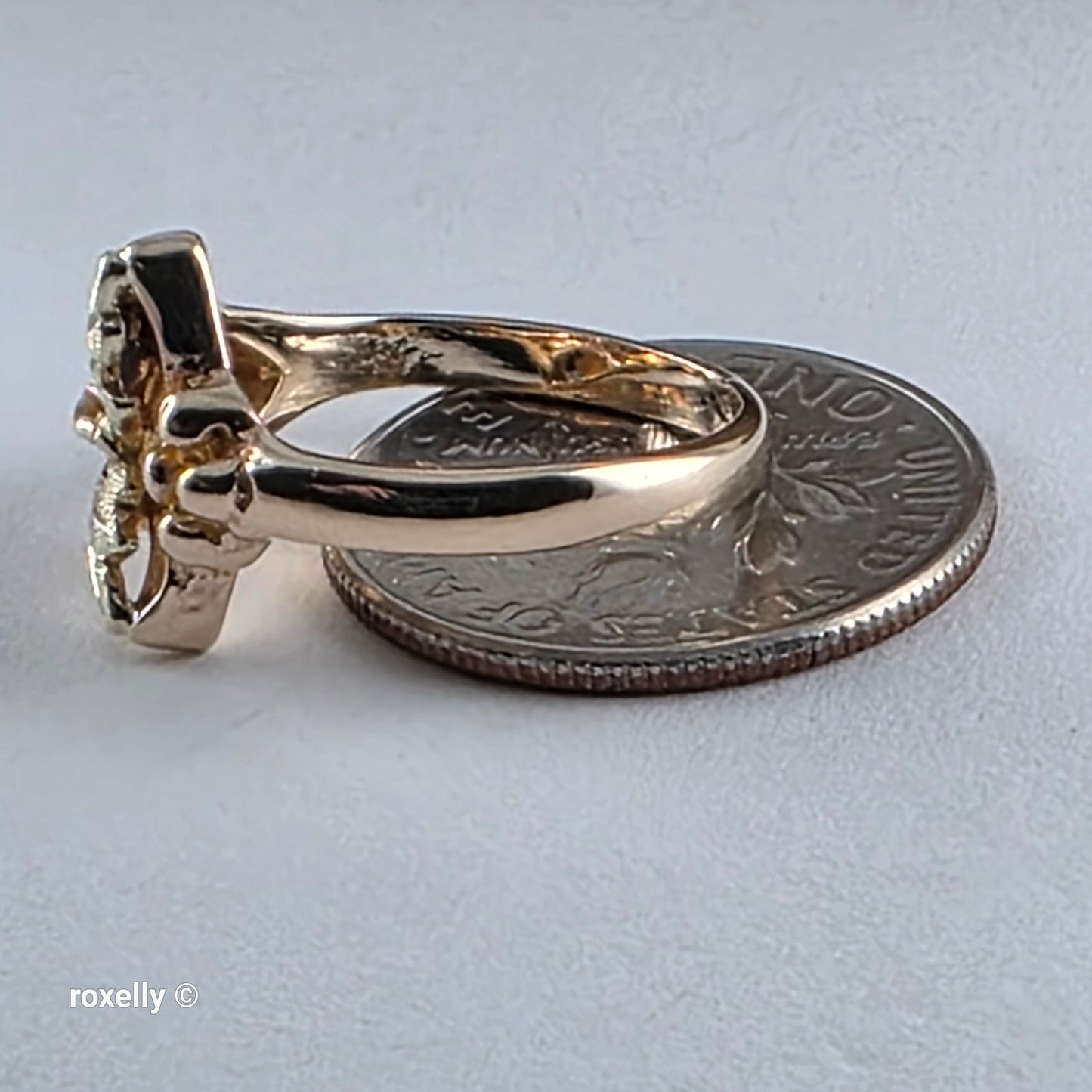 10K Yellow and Rose Gold Black Hills Leaves Ring Size 3, Solid Gold!