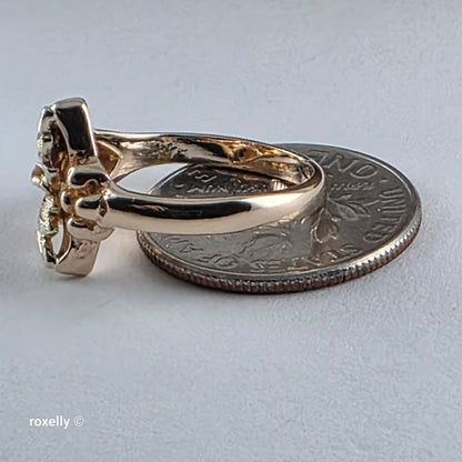 10K Yellow and Rose Gold Black Hills Leaves Ring Size 3, Solid Gold!
