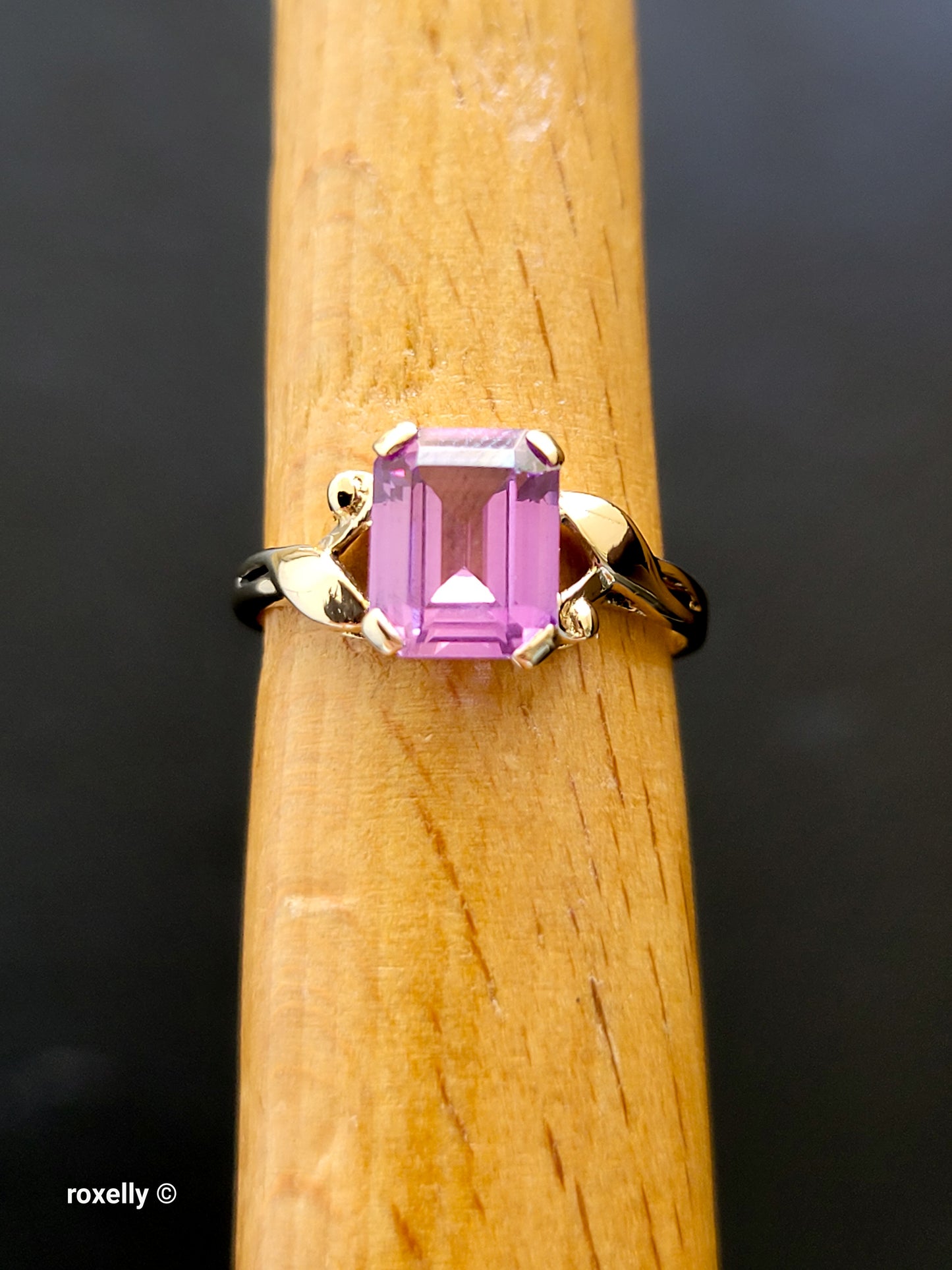 14K Yellow Gold Purple Sapphire Cocktail Ring Size 5, Solid Gold 👌🎁