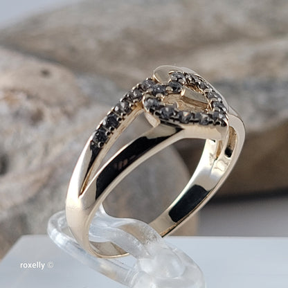 14K Yellow Gold Intertwined Hearts & Diamonds Ring Size 8.75 - Solid Gold! 👌🎁