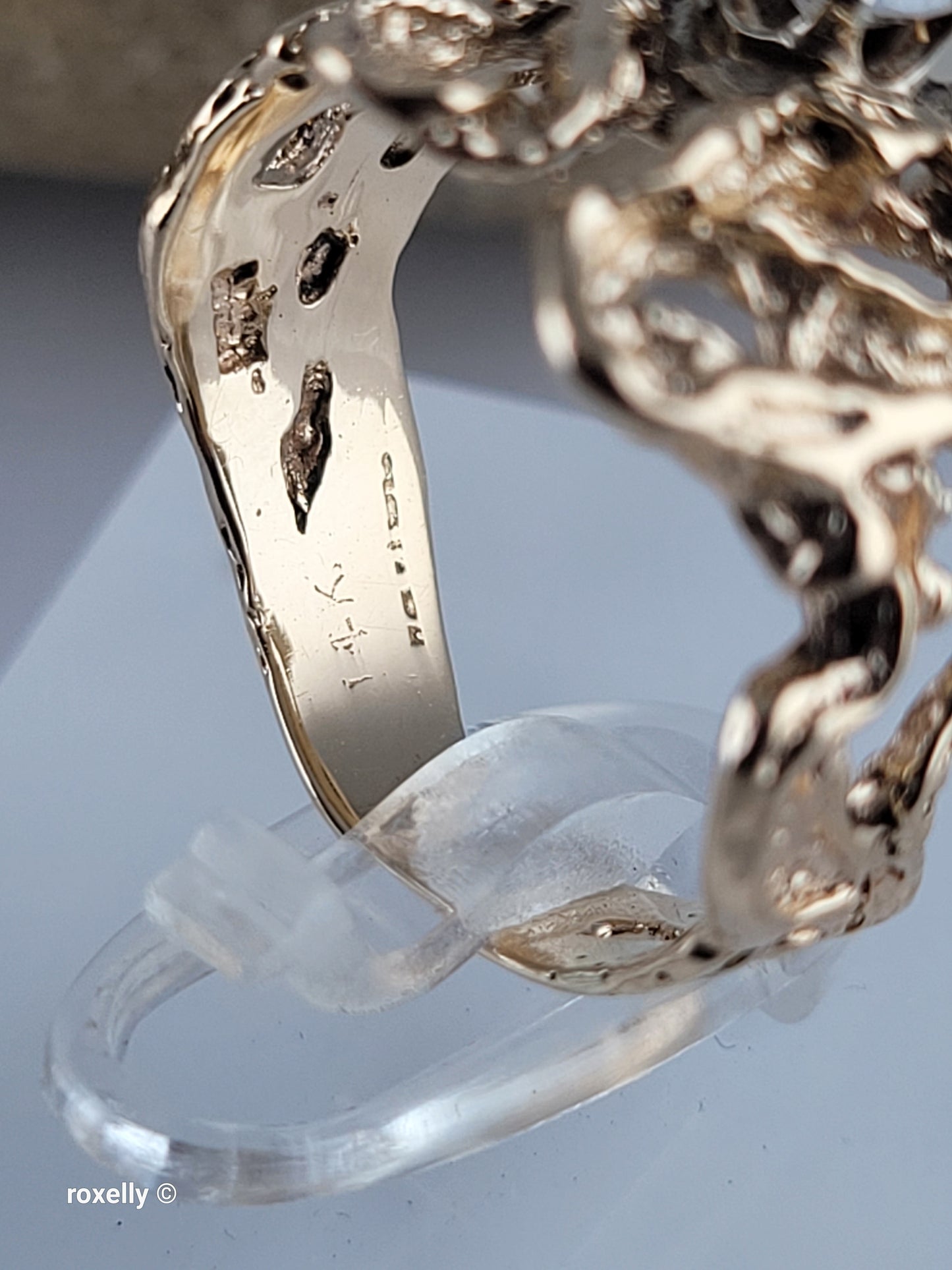 14K Yellow Gold Vintage Cubic Zirconia Brutalist Ring, Solid Gold!